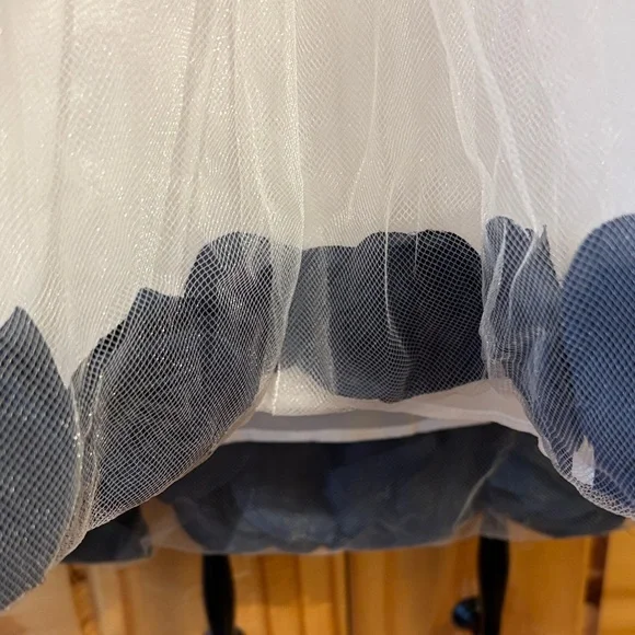 Satin Tulle Flower Girl Dress with Colored Petals (Marine Blue) - Picture 6 of 7